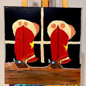 𝔸𝕔𝕣𝕪𝕝𝕚𝕔 𝕡𝕒𝕚𝕟𝕥𝕚𝕟𝕘 𝕠𝕗 𝕔𝕠𝕨𝕓𝕠𝕪 𝕓𝕠𝕠𝕥𝕤. 𝔹𝕖𝕒𝕦𝕥𝕚𝕗𝕦𝕝